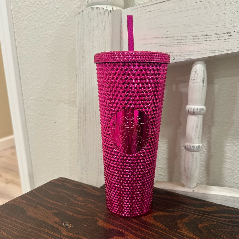 Starbucks 2022 Metallic Chrome Pink Studded Tumbler Venti